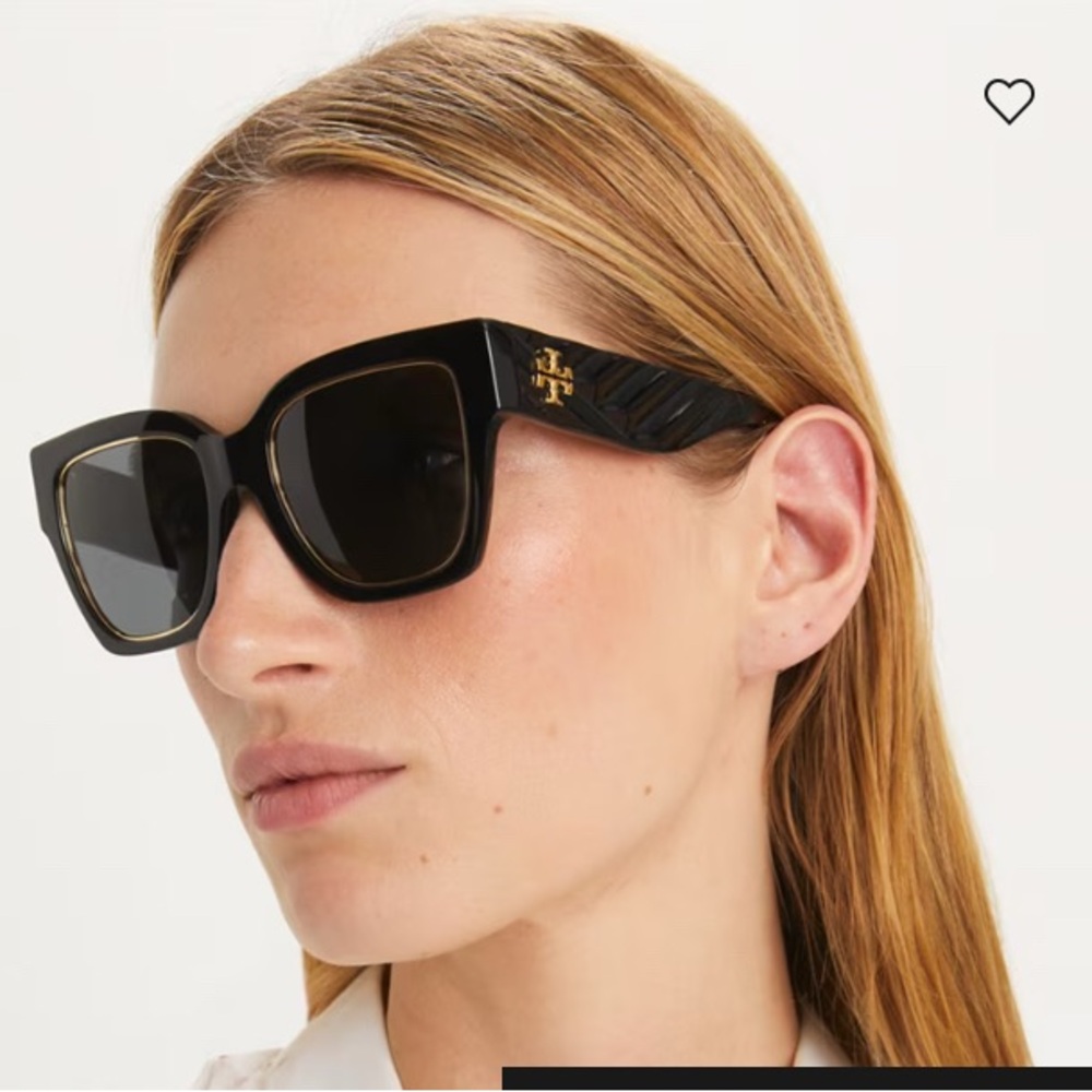 Tory Burch Black Square Sunglasses with Gold Accent never worn